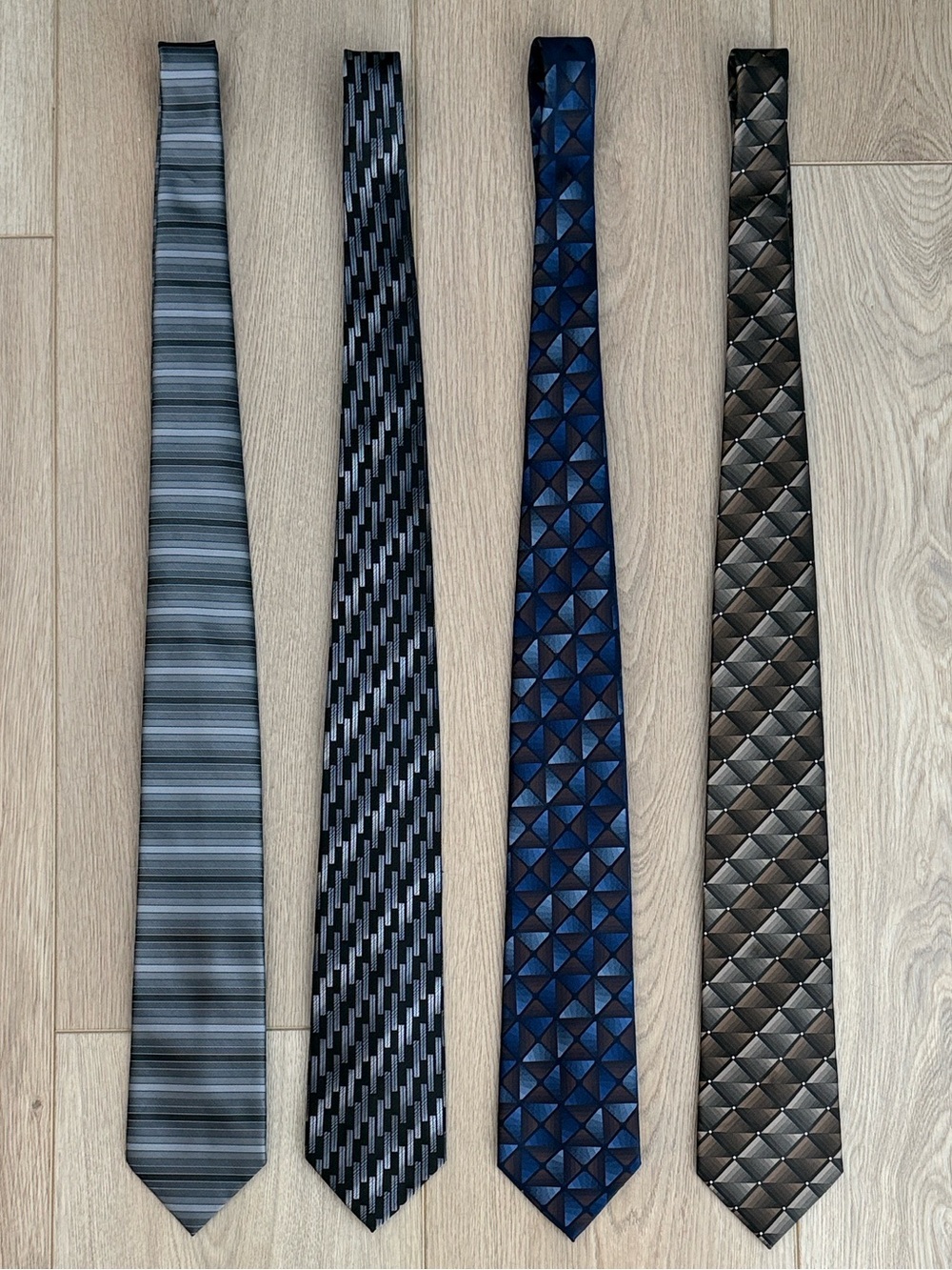 John Ashford Men’s Ties Bundle of 4 Geometric Striped Classic Business Corporate